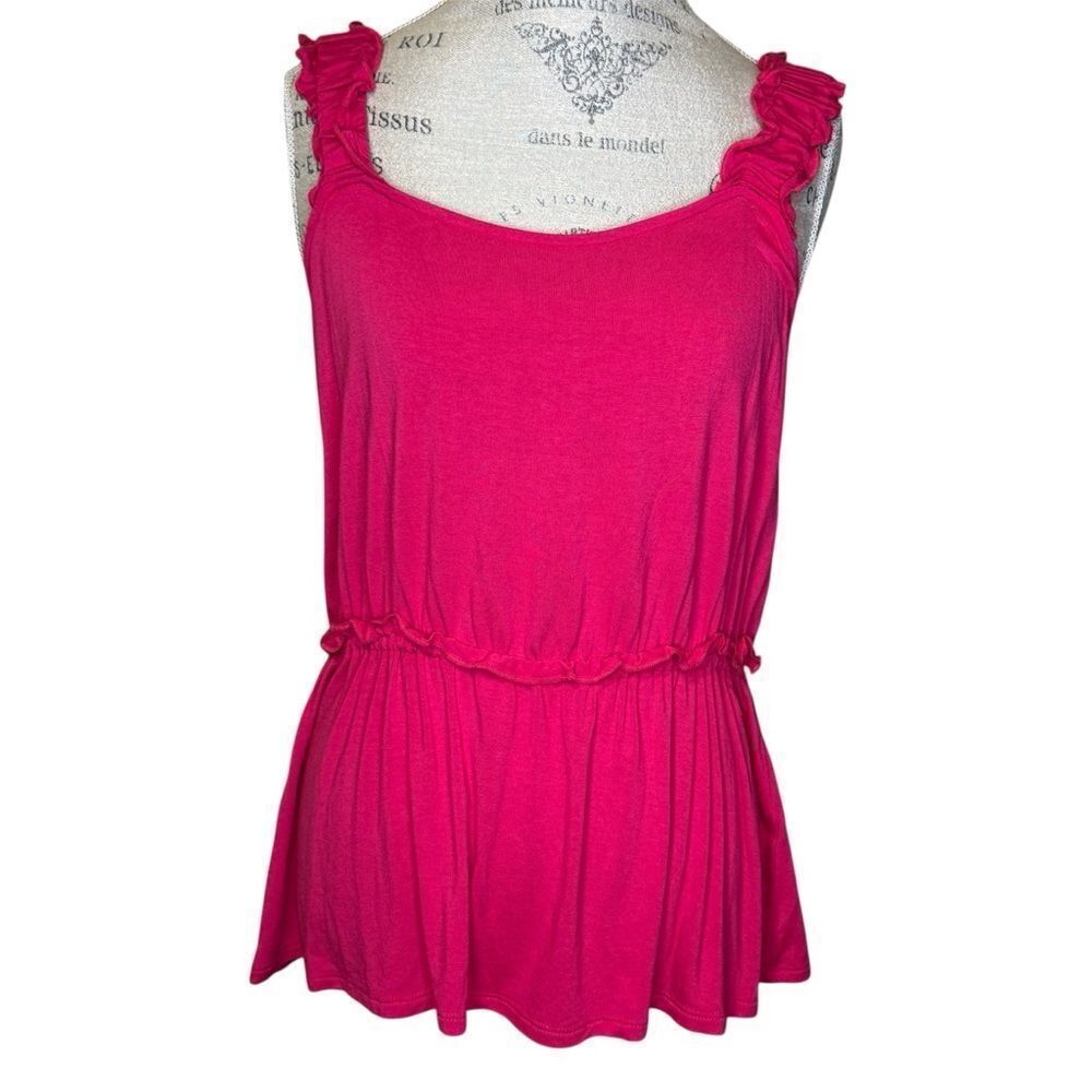 Harper 241 Women's Fuchsia Pink Sleeveless Peplum Top Large